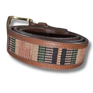 Orvis Mens Size 36 Embroidered Geometric Multicolor Belt